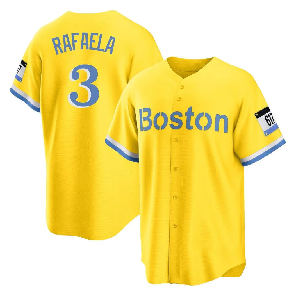 Davalo B.Red Sox #3 Ceddanne Rafaela Player Yellow Home Game Stitched Jersey