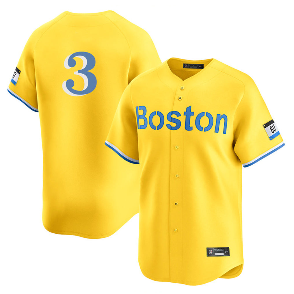 Davalo B.Red Sox #3 Ceddanne Rafaela Player Yellow Limited Home Game Stitched Jersey