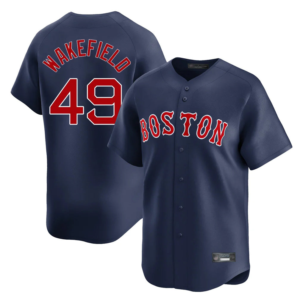 Davalo B.Red Sox #49 Tim Wakefield Player Navy Limited Home Game Stitched Jerseys