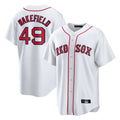 Davalo B.Red Sox #49 Tim Wakefield Player White Home Game Stitched Jerseys