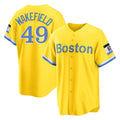 Davalo B.Red Sox #49 Tim Wakefield Player Yellow Home Game Stitched Jerseys