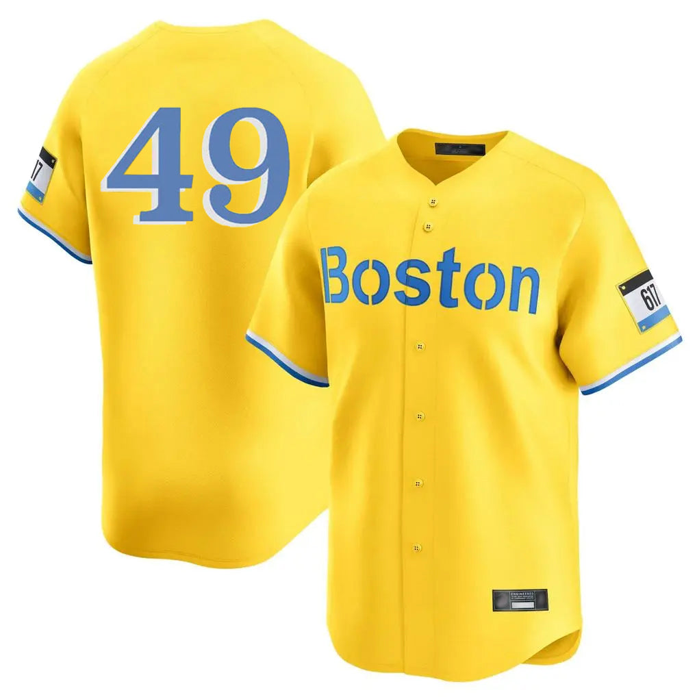 Davalo B.Red Sox #49 Tim Wakefield Player Yellow Limited Home Game Stitched Jerseys