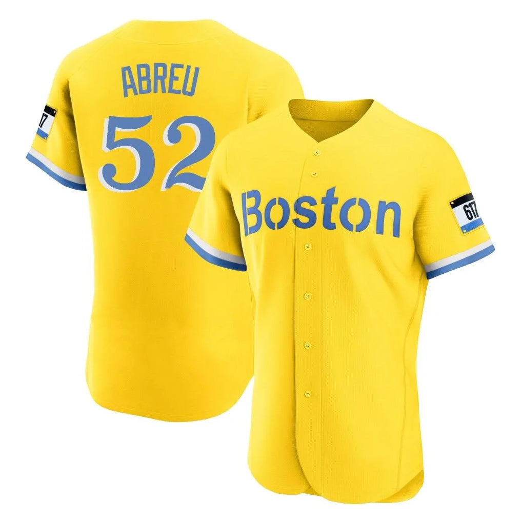 Davalo B.Red Sox #52 Wilyer Abreu Player Yellow Limited Elite Home Game Stitched Jerseys