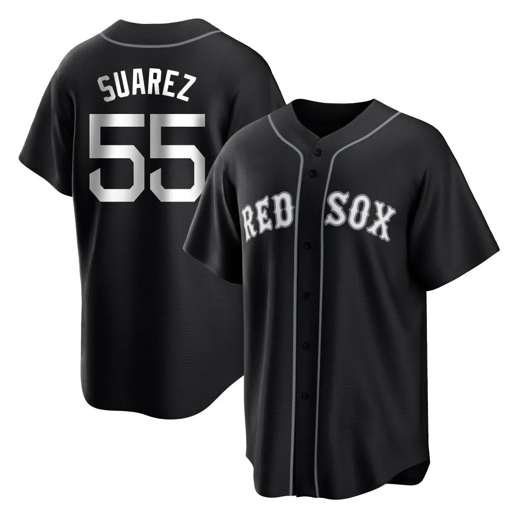 Davalo B.Red Sox #55 Ranger Su¡§¡érez Player Black Home Game Stitched Jerseys