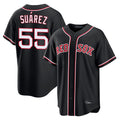 Davalo B.Red Sox #55 Ranger Su¡§¡érez Player Black Out Home Game Stitched Jerseys