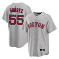 Davalo B.Red Sox #55 Ranger Su¡§¡érez Player Gray Road Home Game Stitched Jerseys