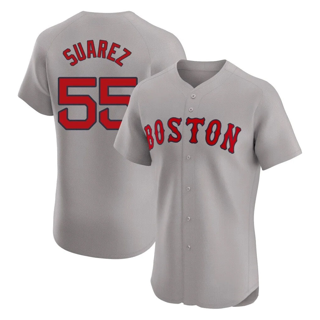 Davalo B.Red Sox #55 Ranger Su¡§¡érez Player Gray Road Limited Elite Home Game Stitched Jerseys