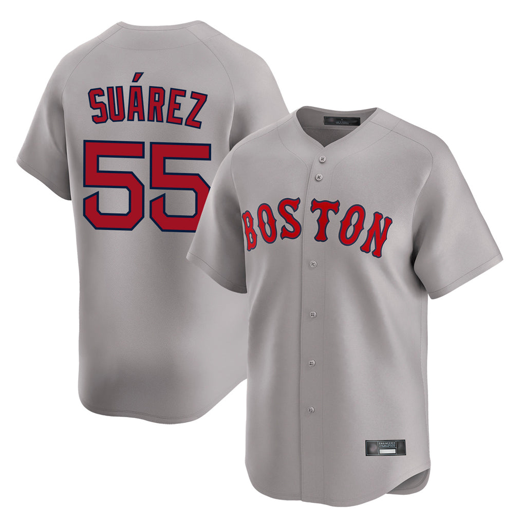 Davalo B.Red Sox #55 Ranger Su¡§¡érez Player Gray Road Limited Home Game Stitched Jerseys