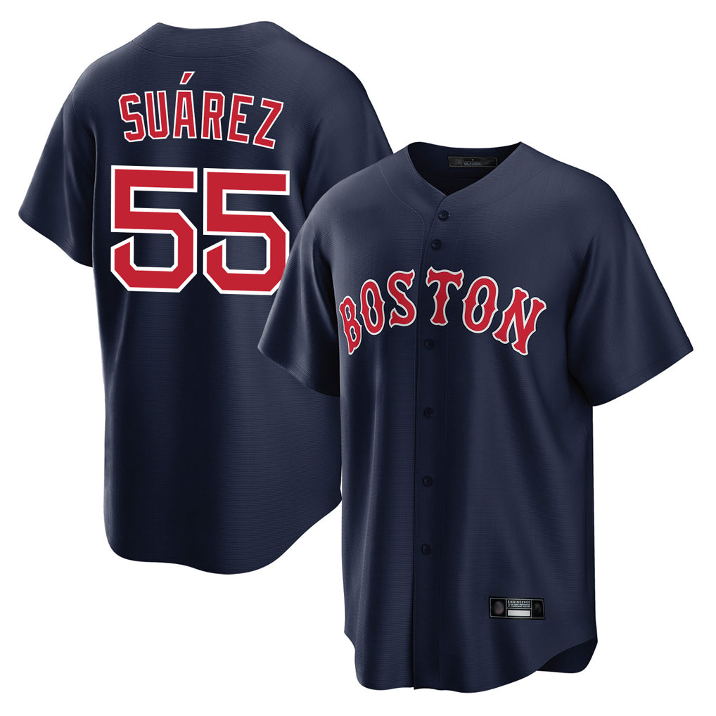 Davalo B.Red Sox #55 Ranger Su¡§¡érez Player Navy Home Game Stitched Jerseys
