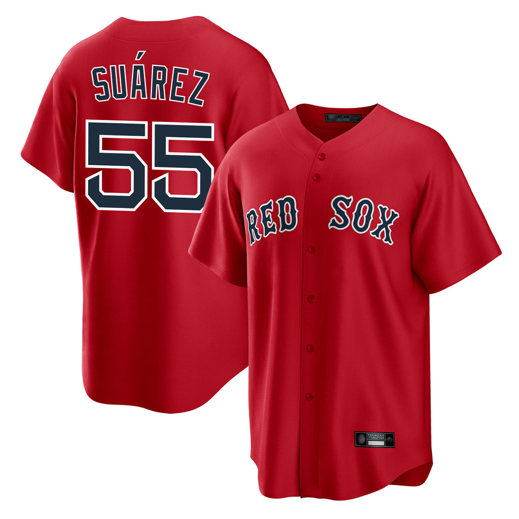 Davalo B.Red Sox #55 Ranger Su¡§¡érez Player Red Home Game Stitched Jerseys