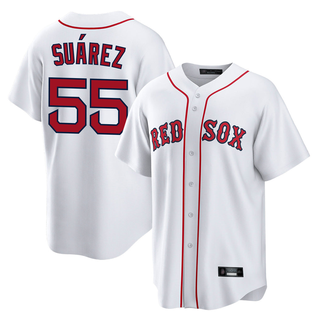 Davalo B.Red Sox #55 Ranger Su¡§¡érez Player White Home Game Stitched Jerseys