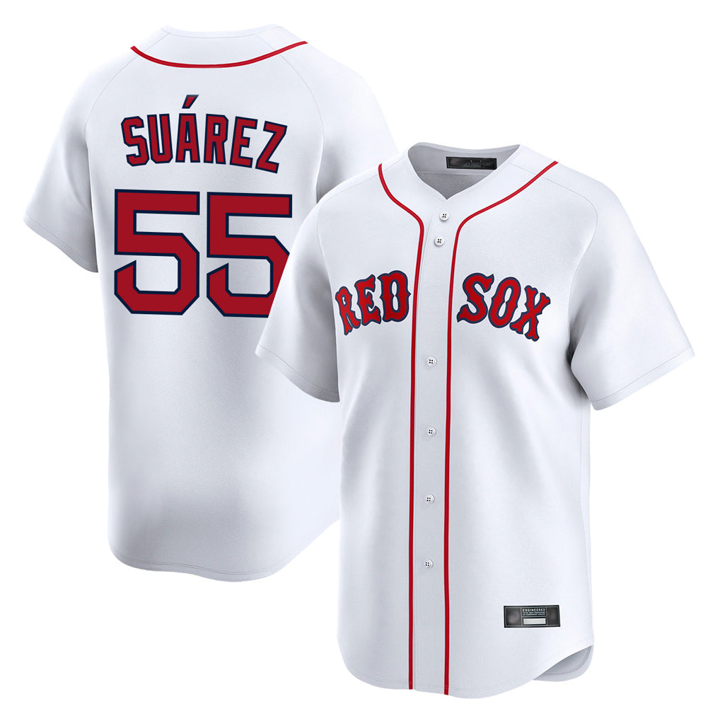 Davalo B.Red Sox #55 Ranger Su¡§¡érez Player White Limited Home Game Stitched Jerseys