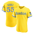 Davalo B.Red Sox #55 Ranger Su¡§¡érez Player Yellow Limited Elite Home Game Stitched Jerseys