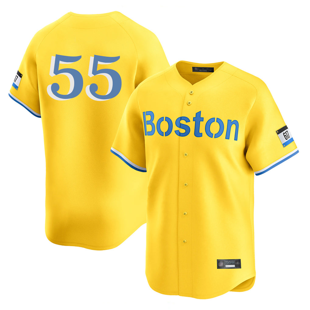 Davalo B.Red Sox #55 Ranger Su¡§¡érez Player Yellow Limited Home Game Stitched Jerseys