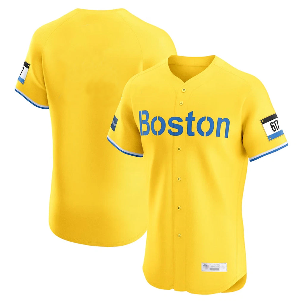 Davalo B.Red Sox Blank Player Yellow Limited Elite Home Game Stitched Jerseys