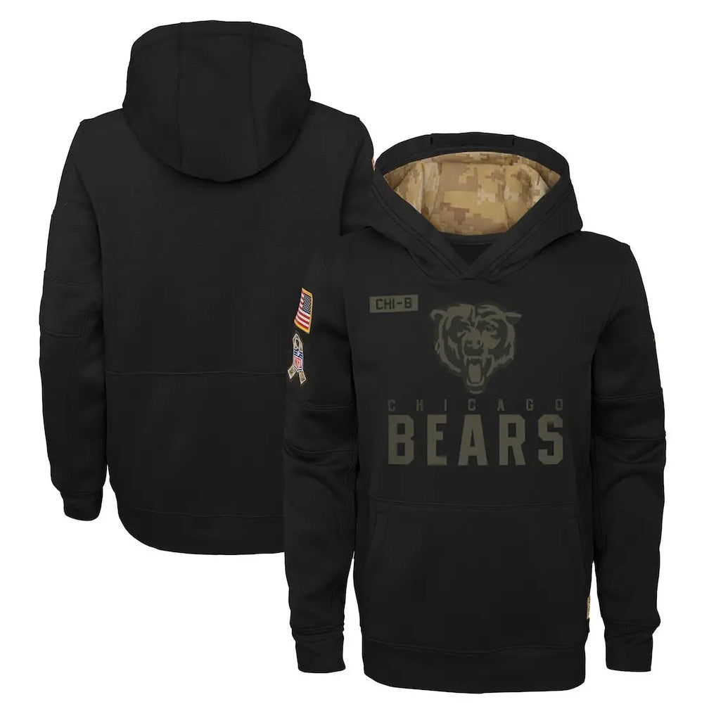 Davalo C.Bears Black Salute to Service Pullover Hoodies Limited Home Blank Player Stitched Jerseys