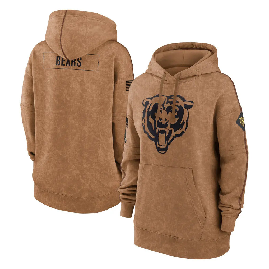 Davalo C.Bears Brown Salute to Service Pullover Hoodies Limited Blank Player Stitched Jerseys