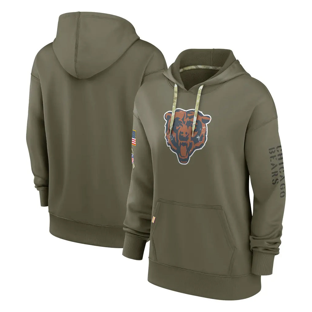 Davalo C.Bears Olive Salute to Service Pullover Hoodies Blank Player Stitched Jerseys