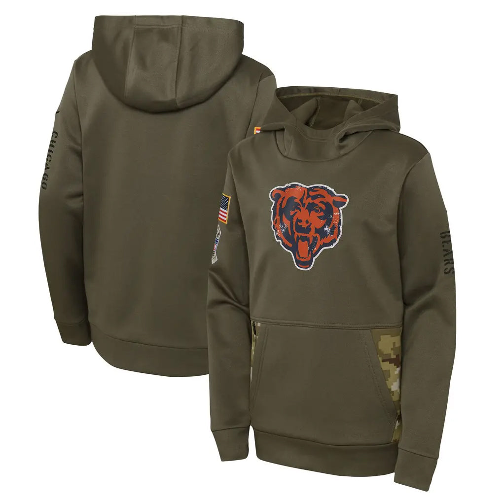 Davalo C.Bears Olive Salute to Service Pullover Hoodies Limited Blank Player Stitched Jerseys