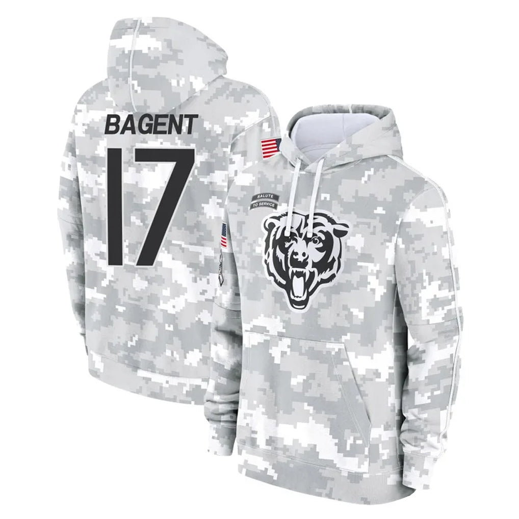 Davalo C.Bears #17 Tyson Bagent Player Arctic Camo Salute to Service Pullover Hoodies Limited Stitched Jerseys