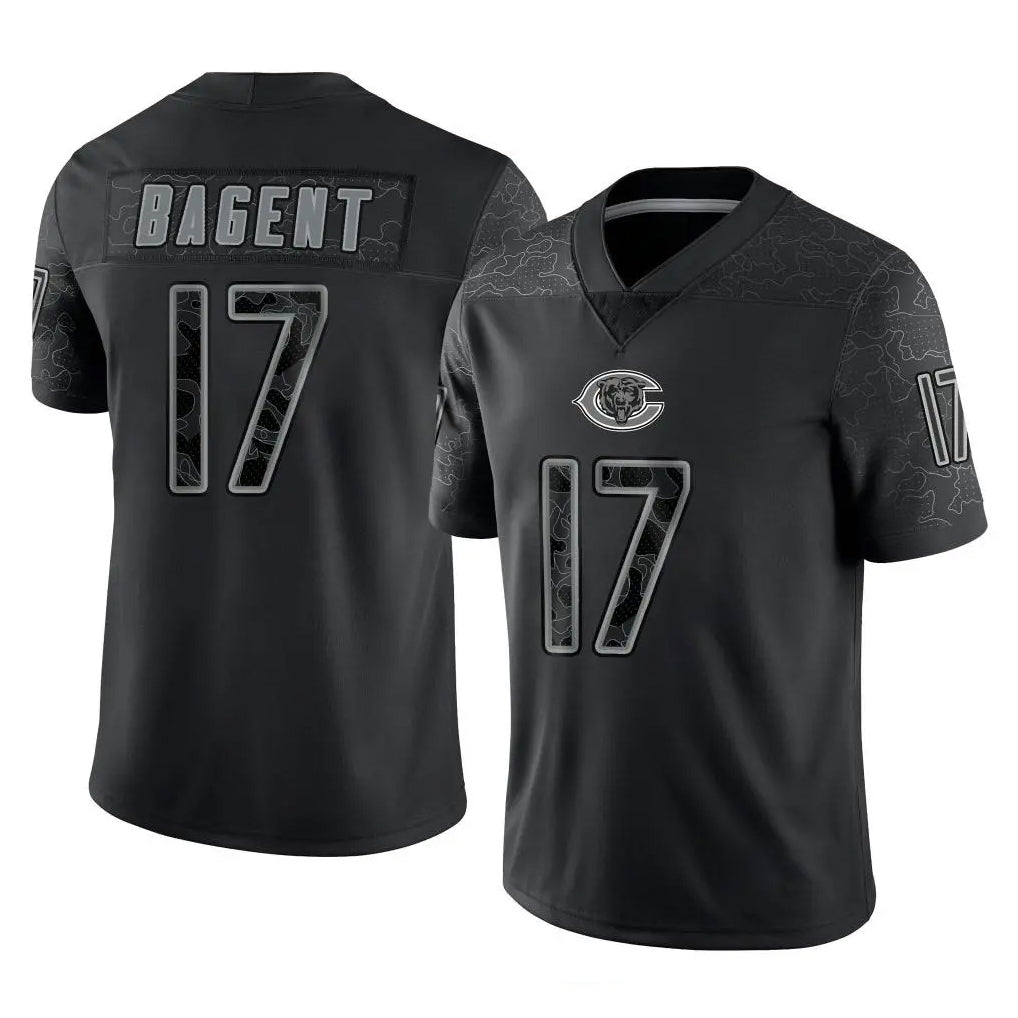 Davalo C.Bears #17 Tyson Bagent Player Black REFLECTIVE Limited Game Stitched Jerseys