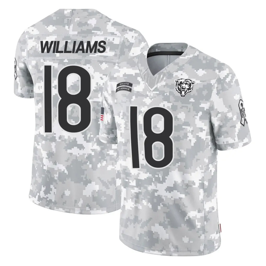 Davalo C.Bears #18 Caleb Williams Player Arctic Camo Salute to Service Limited Stitched Jerseys