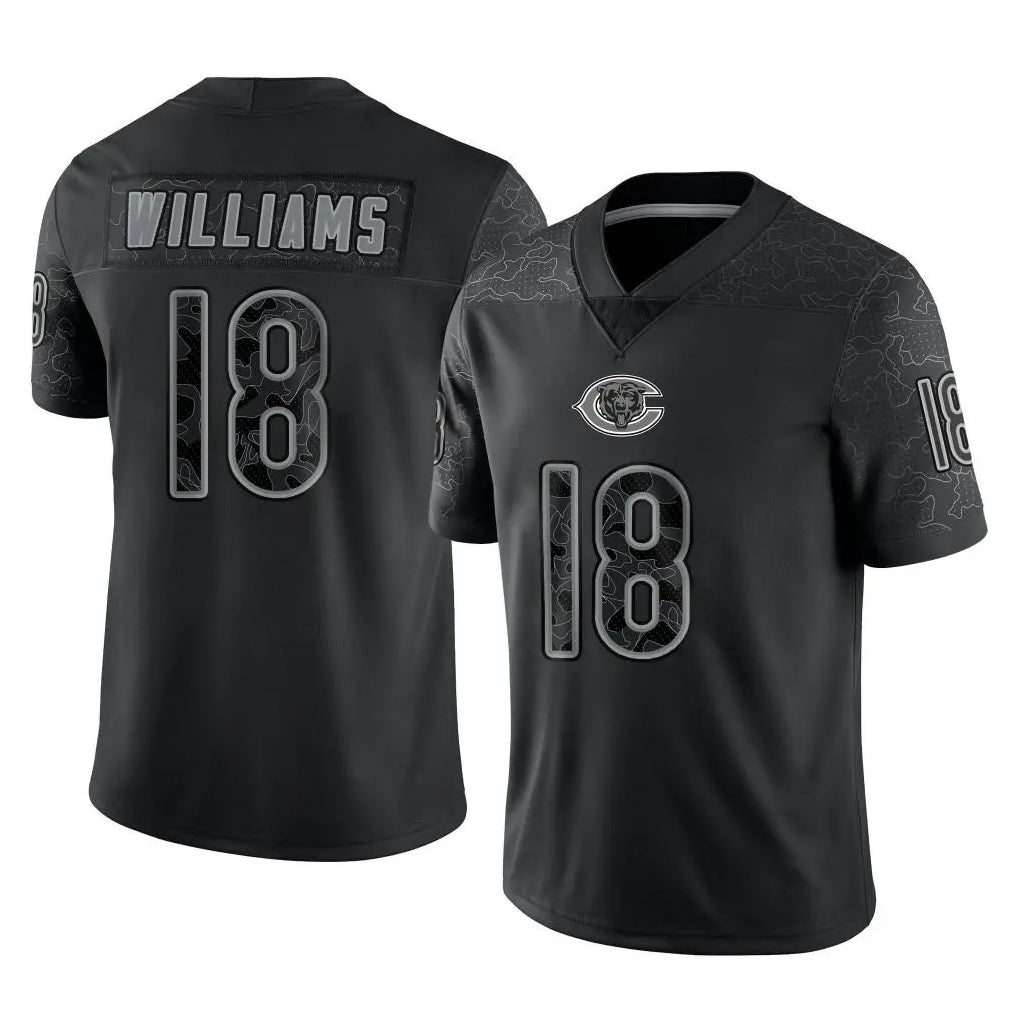 Davalo C.Bears #18 Caleb Williams Player Black REFLECTIVE Limited Game Stitched Jerseys
