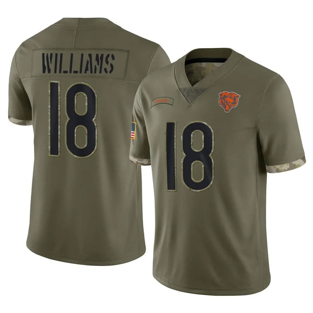 Davalo C.Bears #18 Caleb Williams Player Olive Salute to Service Limited Game Stitched Jerseys