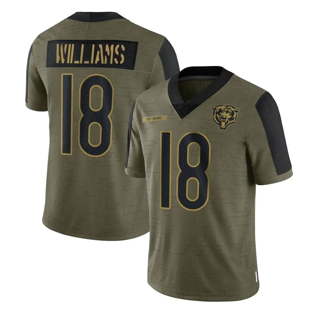 Davalo C.Bears #18 Caleb Williams Player Olive Salute to Service Limited Stitched Jerseys