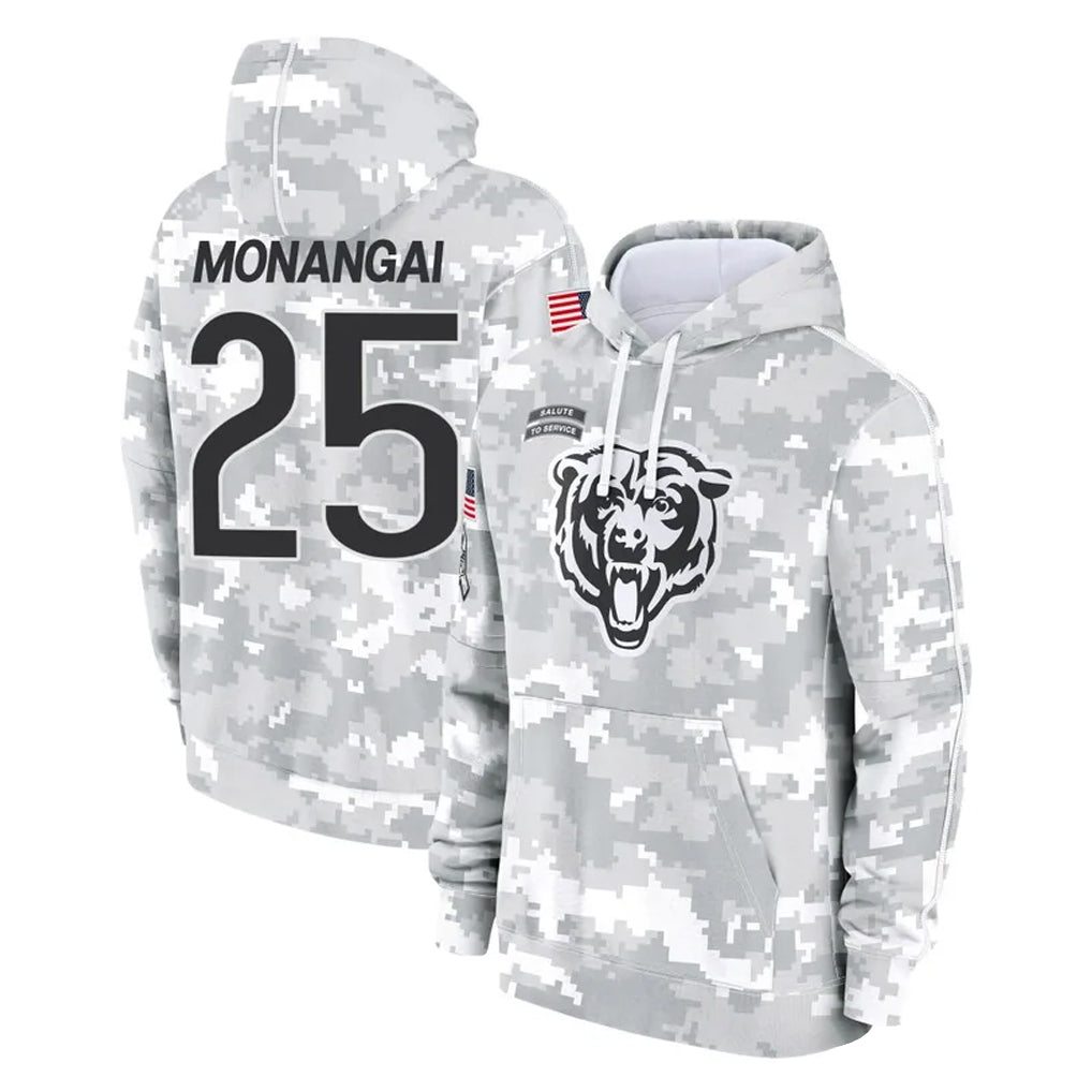 Davalo C.Bears #25 Kyle Monangai Player Arctic Camo Salute to Service Pullover Hoodies Limited Stitched Jerseys