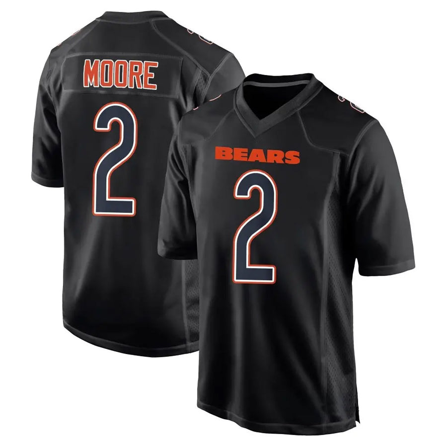 Davalo C.Bears #2 D.J. Moore Player Black Carbon Fashion Stitched Jerseys