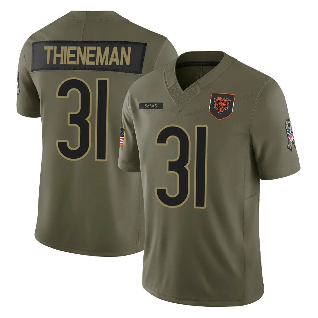 Davalo C.Bears #31 Dillon Thieneman Player Olive Salute to Service Limited Home Game Stitched Jerseys