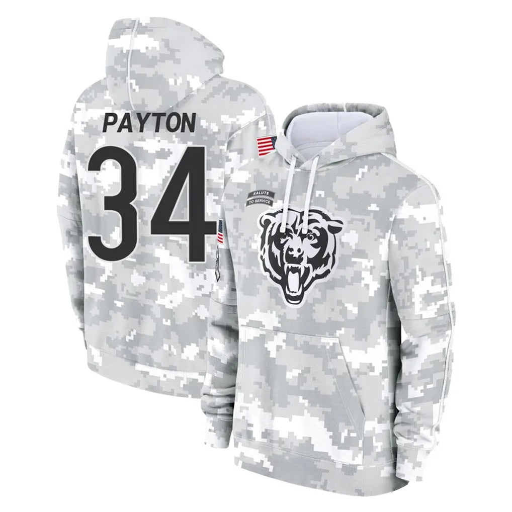 Davalo C.Bears #34 Walter Payton Player Arctic Camo Salute to Service Pullover Hoodies Limited Stitched Jerseys