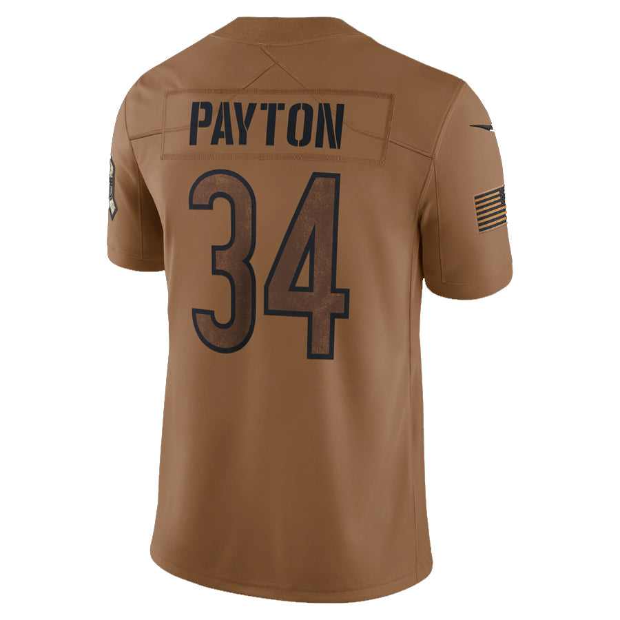 Davalo C.Bears #34 Walter Payton Player Brown Salute To Service Limited Stitched Jerseys