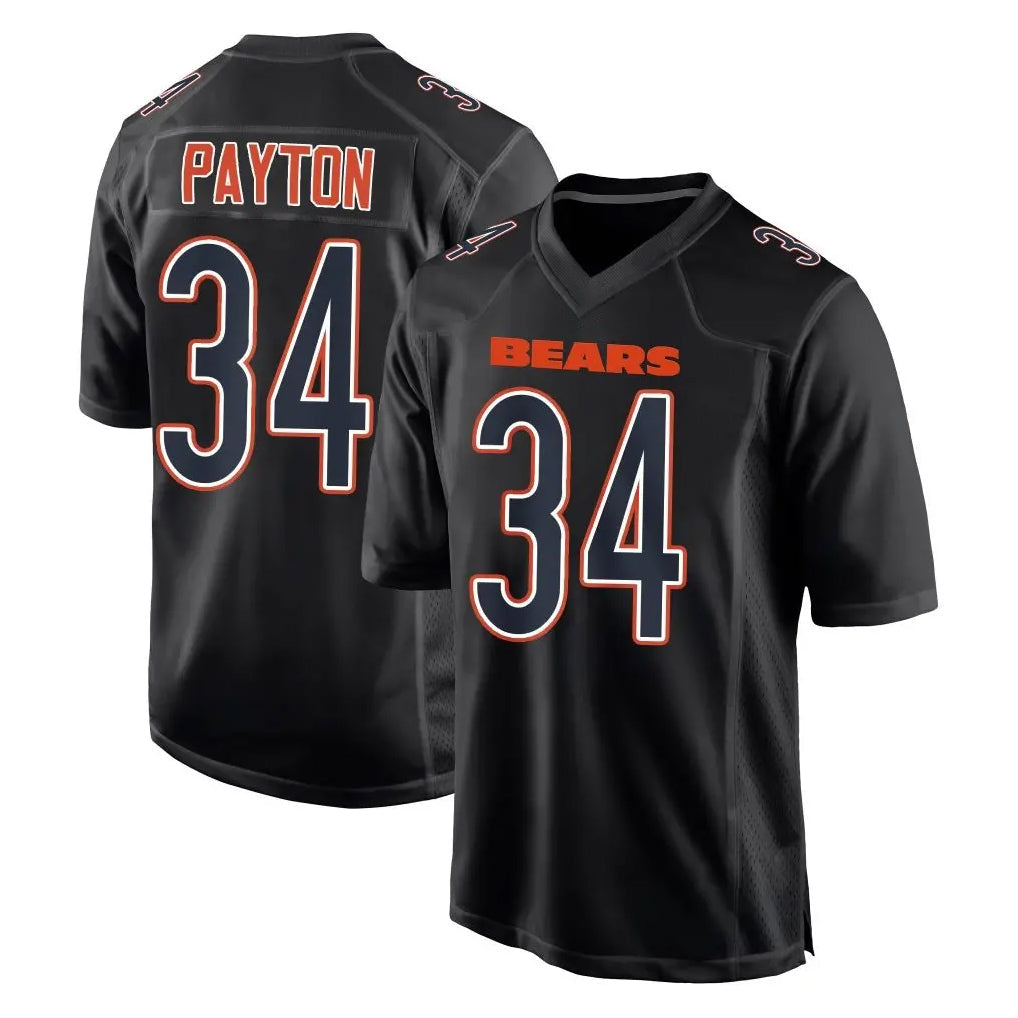 Davalo C.Bears #34 Walter Payton Player Carbon Black Fashion Game Stitched Jerseys