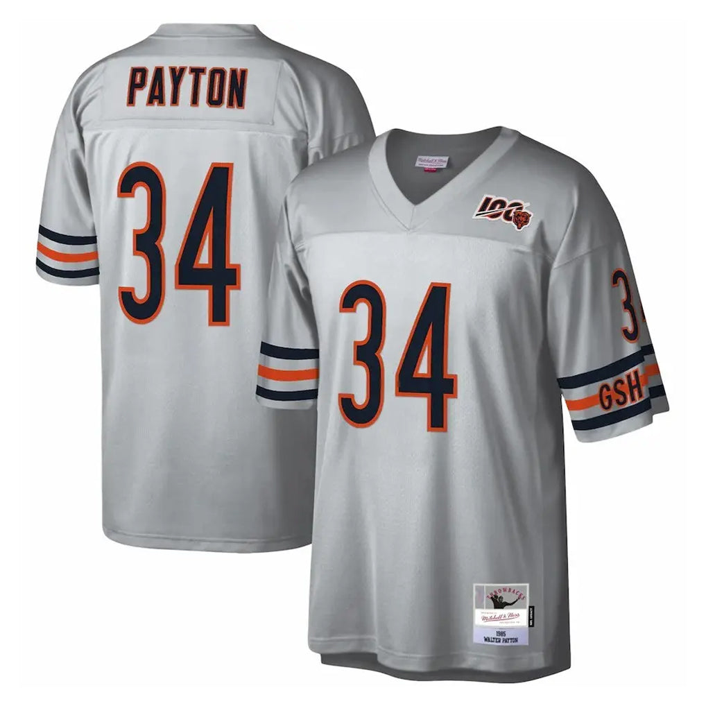 Davalo C.Bears #34 Walter Payton Player Silver Mitchell & Ness Legacy Replica Stitched Jerseys