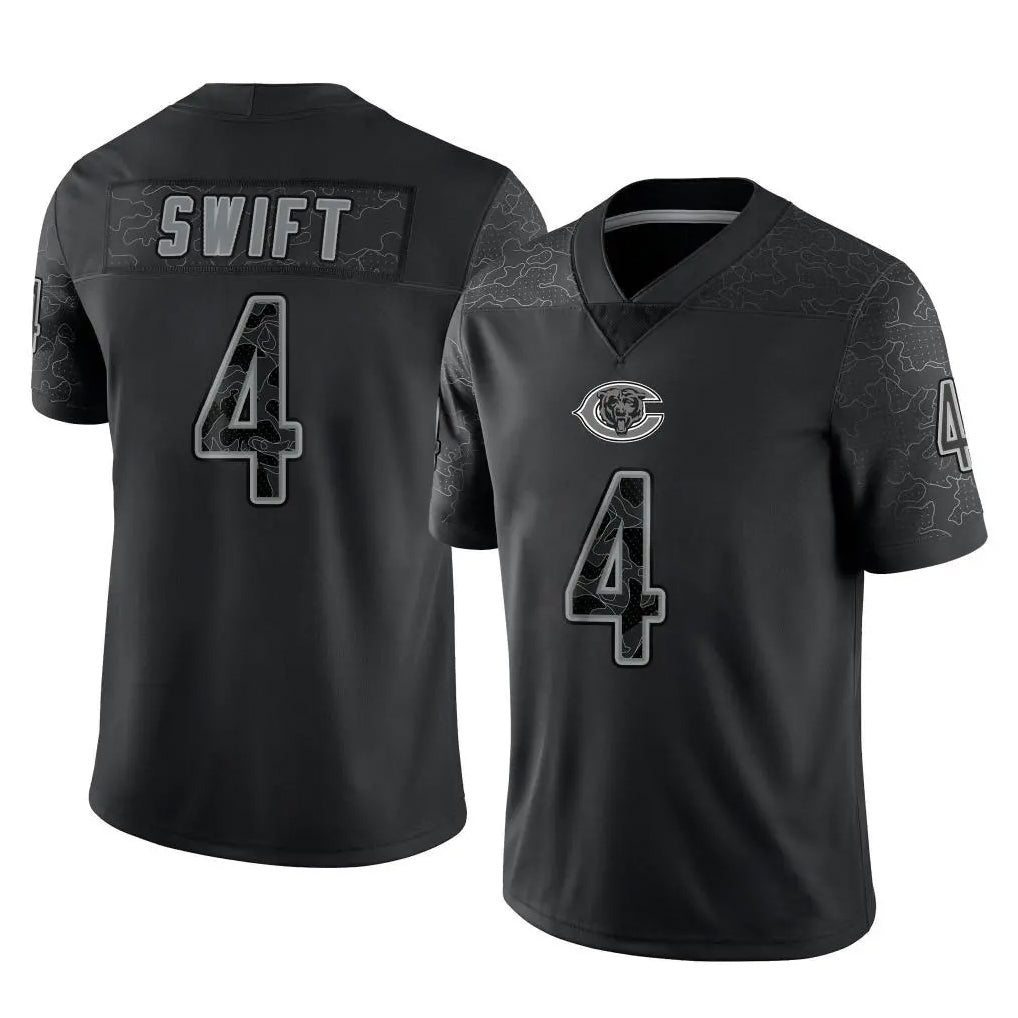 Davalo C.Bears #4 D'Andre Swift Player Black REFLECTIVE Limited Game Stitched Jerseys
