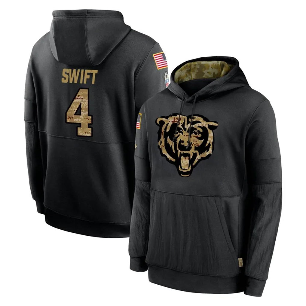 Davalo C.Bears #4 D'Andre Swift Player Black Salute to Service Pullover Hoodies Limited Stitched Jerseys