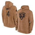 Davalo C.Bears #4 D'Andre Swift Player Brown Salute to Service Pullover Hoodies Limited Stitched Jerseys
