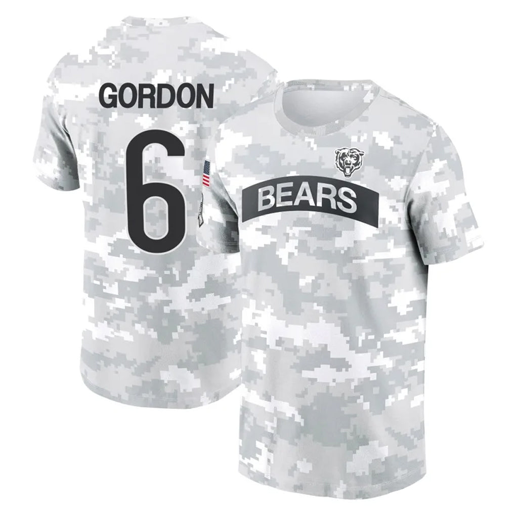 Davalo C.Bears #6 Kyler Gordon Player Arctic Camo Salute to Service Performance T-Shirt Limited Stitched Jerseys