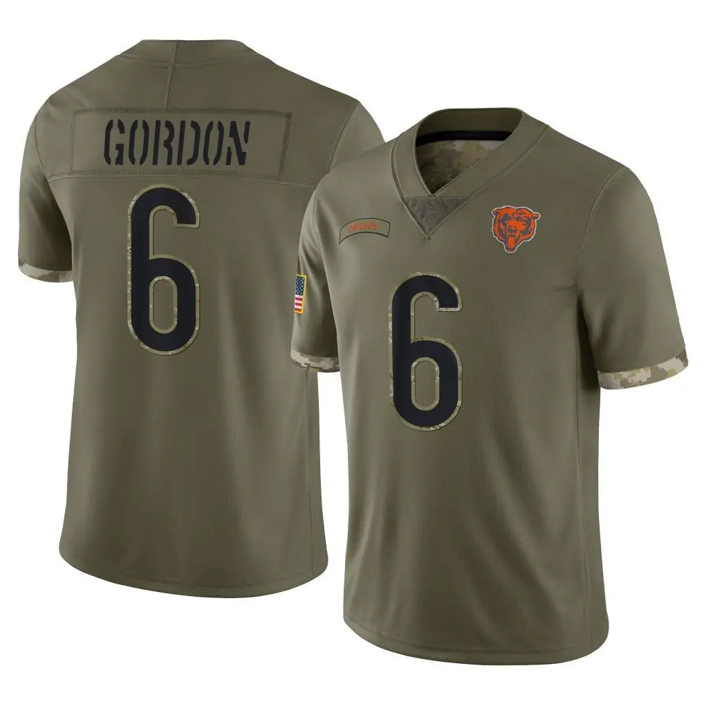 Davalo C.Bears #6 Kyler Gordon Player Olive Salute to Service Limited Game Stitched Jerseys
