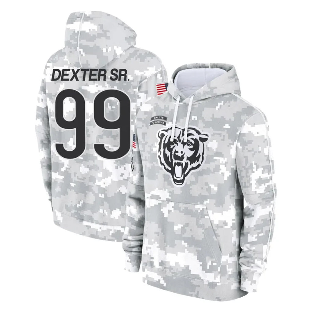 Davalo C.Bears #99 Gervon Dexter Sr. Player Arctic Camo Salute to Service Pullover Hoodies Limited Stitched Jerseys