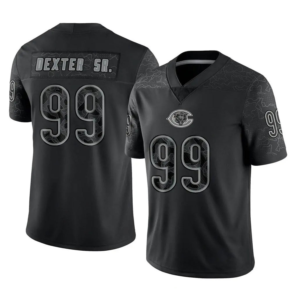 Davalo C.Bears #99 Gervon Dexter Sr. Player Black REFLECTIVE Limited Game Stitched Jerseys