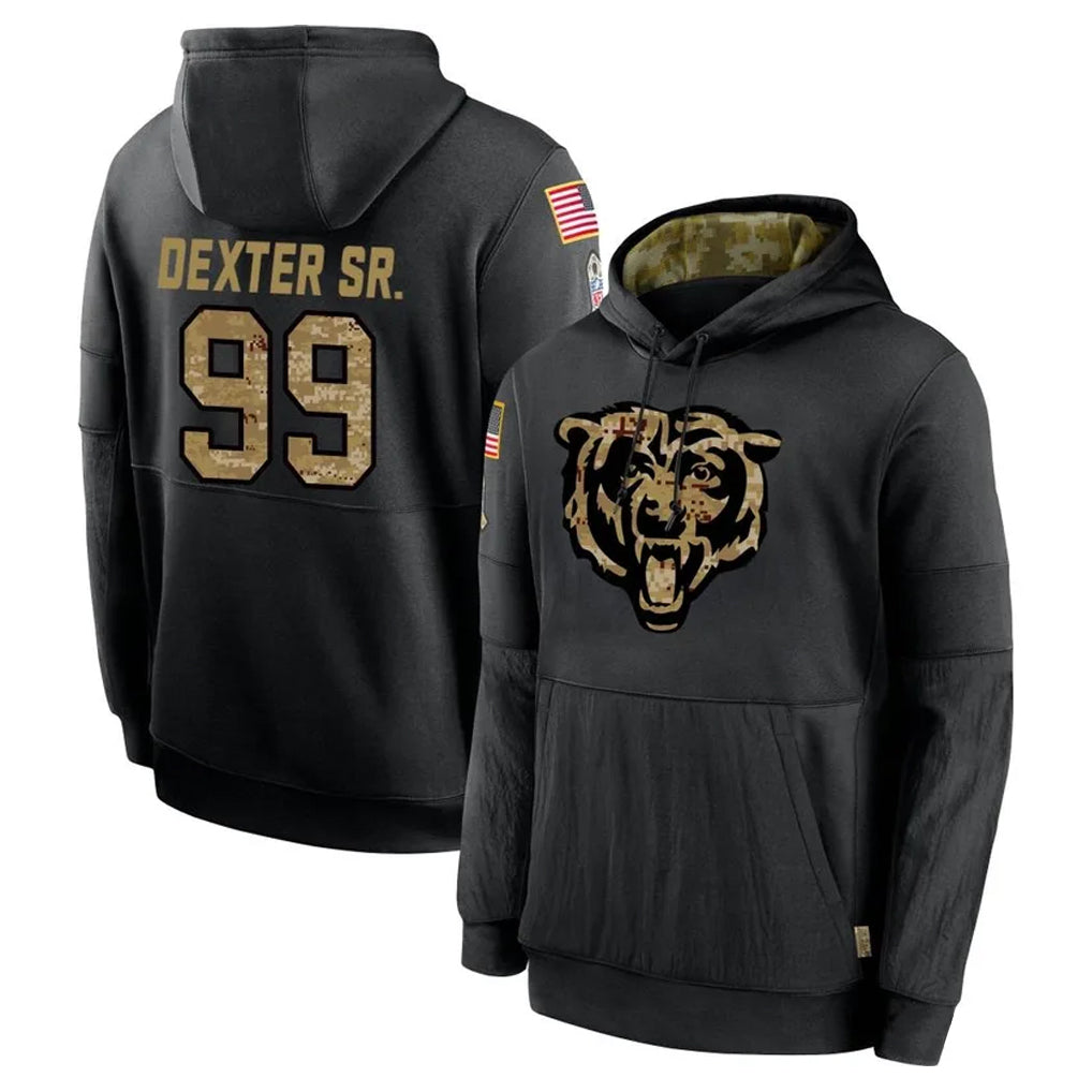 Davalo C.Bears #99 Gervon Dexter Sr. Player Black Salute to Service Pullover Hoodies Limited Stitched Jerseys