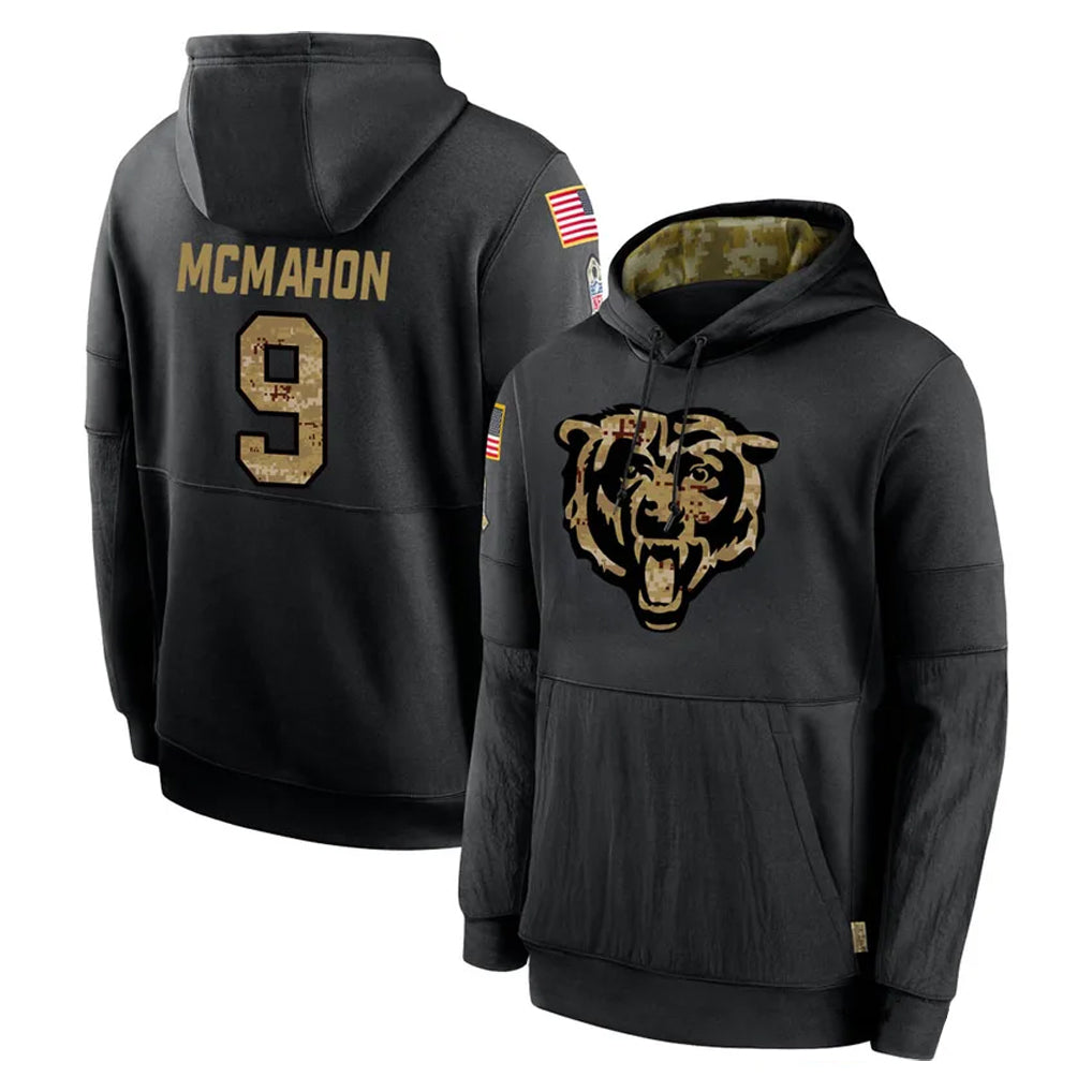 Davalo C.Bears #9 Jim McMahon Player Black Salute to Service Pullover Hoodies Limited Stitched Jerseys
