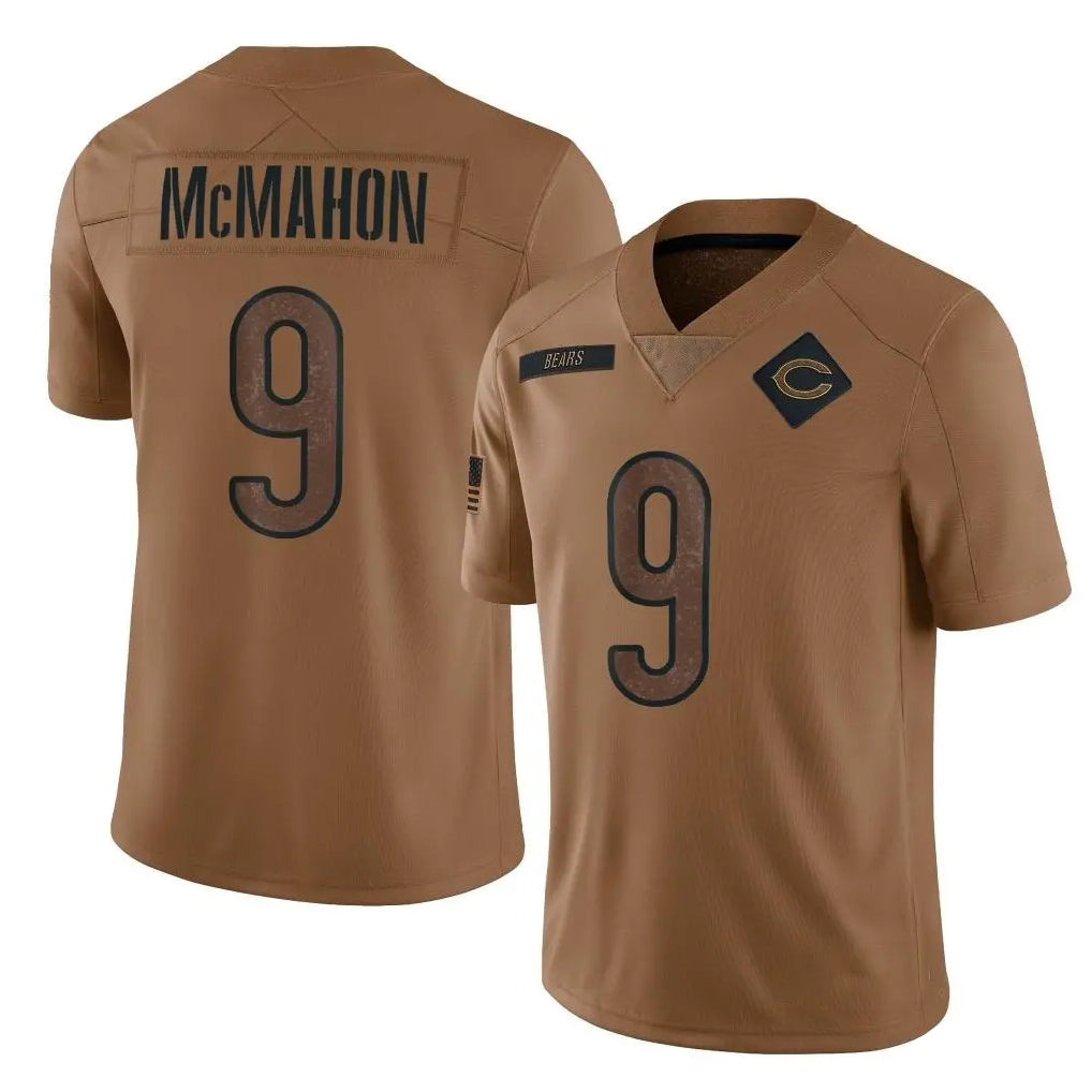 Davalo C.Bears #9 Jim McMahon Player Brown Salute to Service Limited Stitched Jerseys