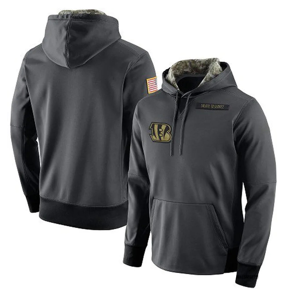 Davalo C.Bengals Anthracite Salute to Service Player Performance Hoodie Blank Player Stitched Jerseys