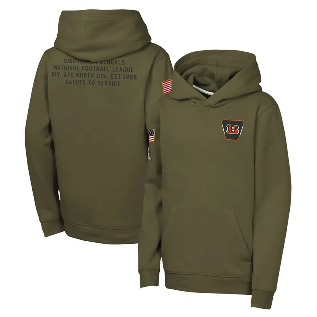 Davalo C.Bengals Olive Salute to Service Pullover Hoodies Limited Blank Player Stitched Jerseys