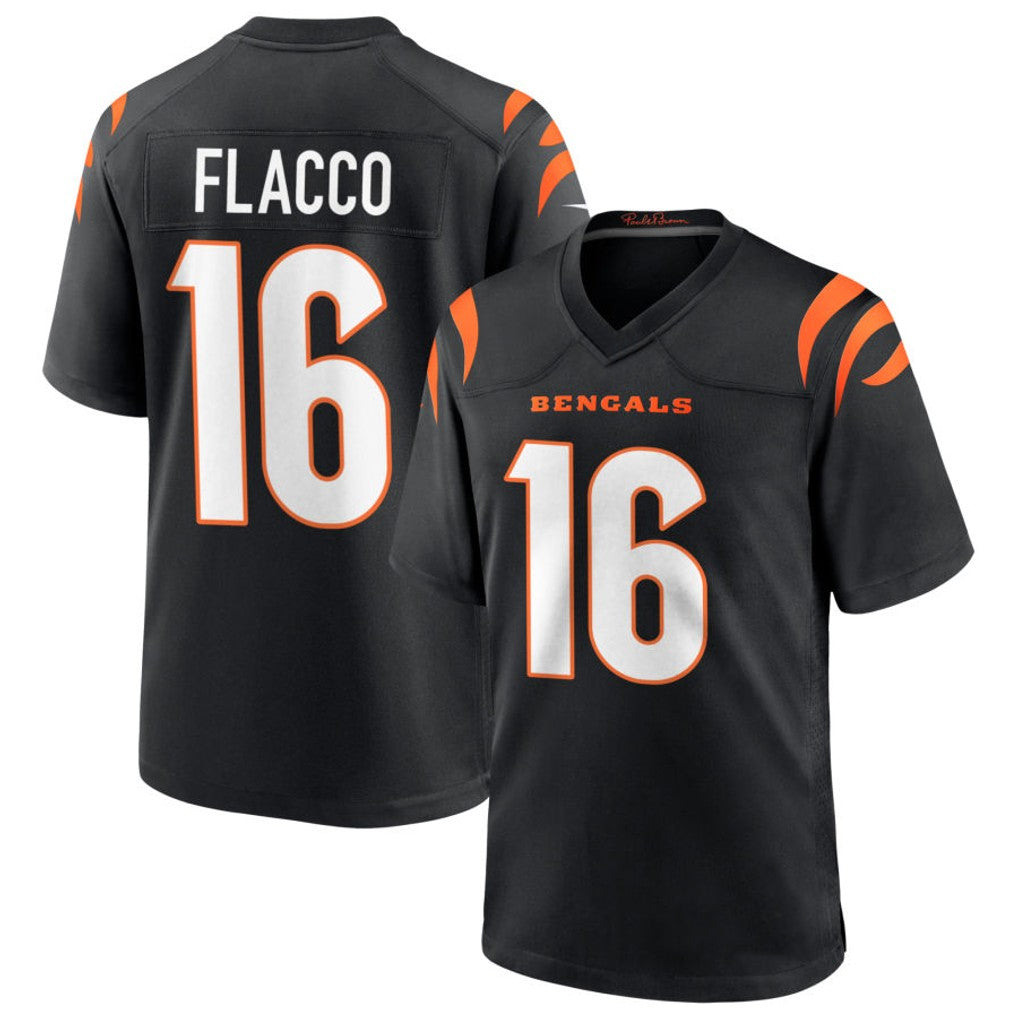 Davalo C.Bengals #16 Joe Flacco Player Black Home Game Stitched Jerseys