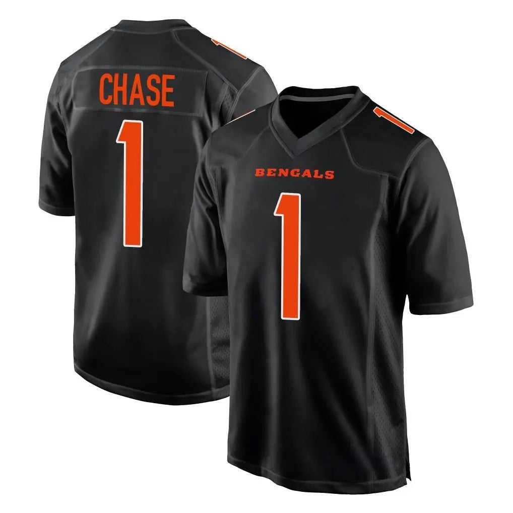 Davalo C.Bengals #1 Ja'Marr Chase Player Black Fashion Game Stitched Jerseys
